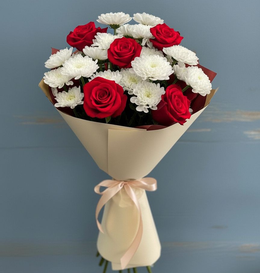 Букет цветов из: Розы и Хризантемы в Вербилках