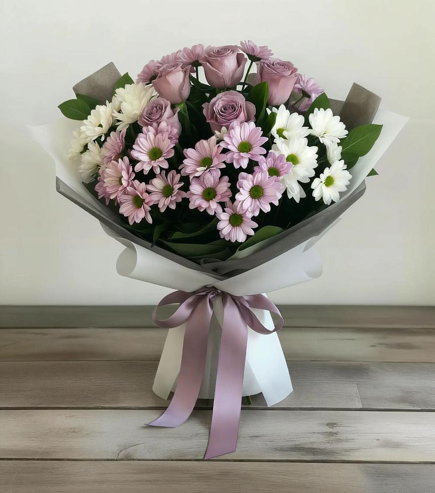 Букет цветов из: Хризантемы и Розы в Вербилках