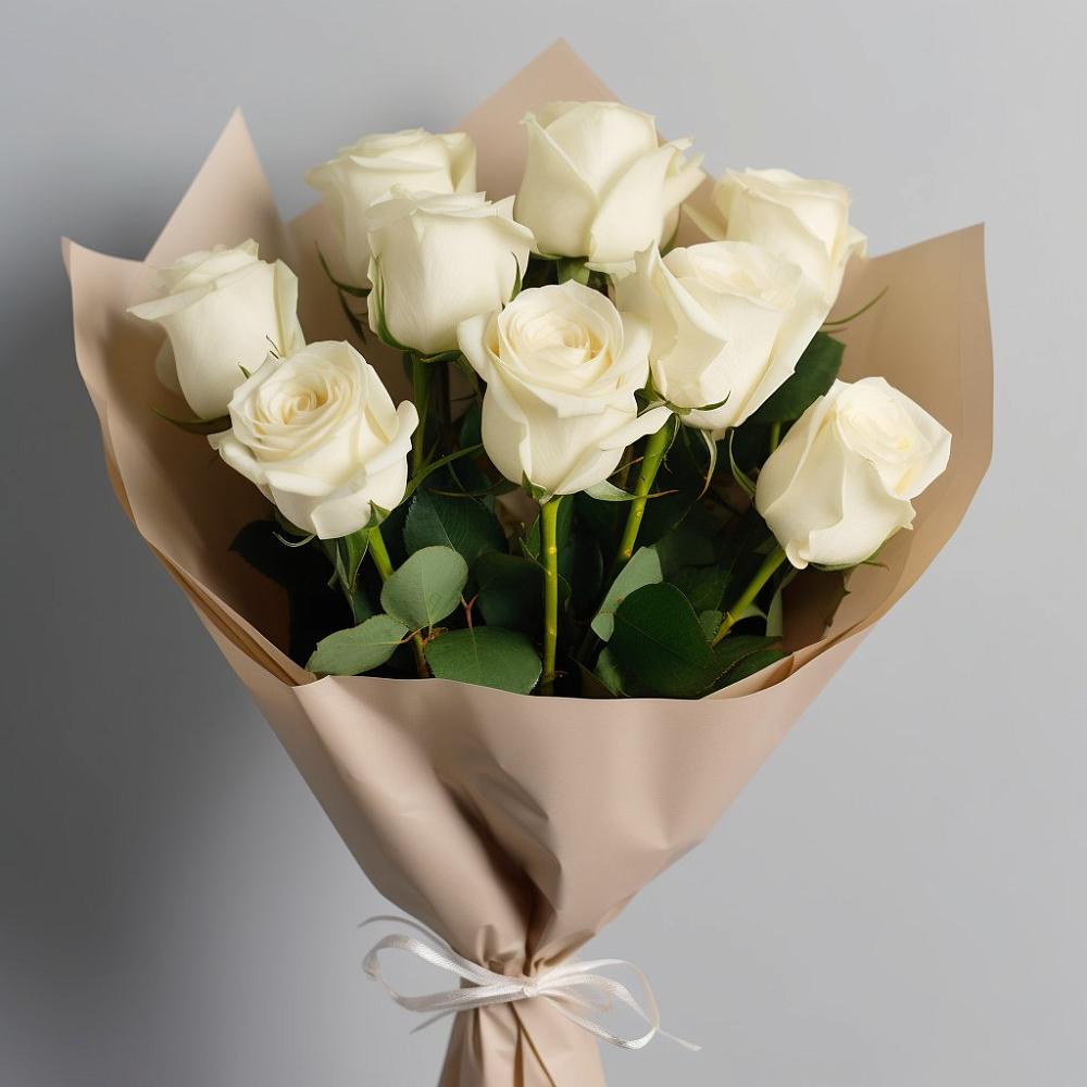 Букет 9 Белых роз Эдлесс Лав в Вербилках