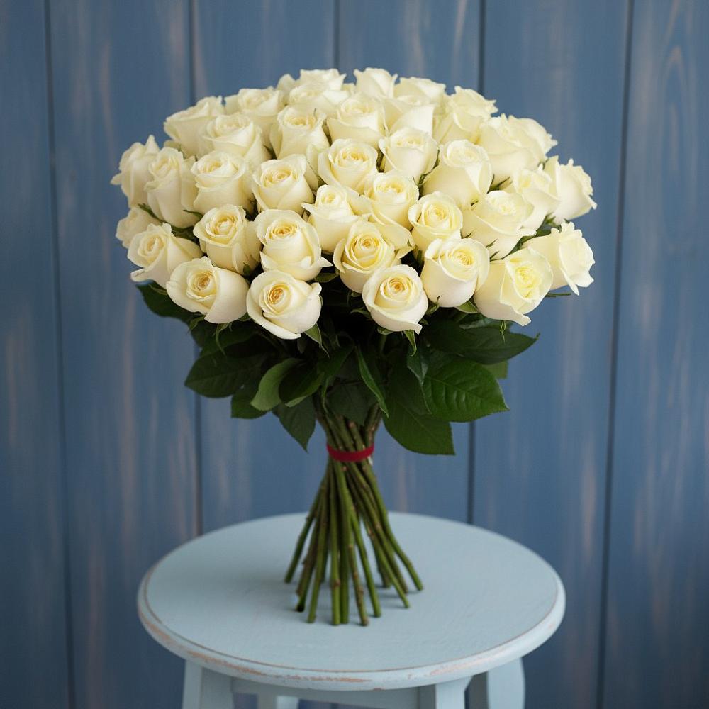 Букет 51 Белая роза Эдлесс Лав в Вербилках