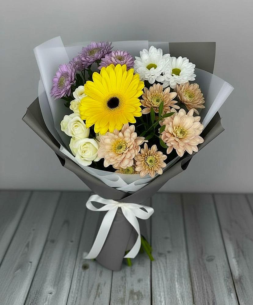 Букет цветов из: Розы, Герберы и Хризантемы в Вербилках
