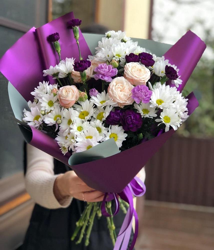 Букет цветов из: Хризантемы, Гвоздики и Розы в Вербилках