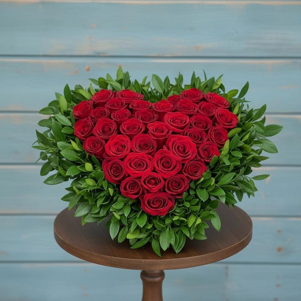 Цветочная композиция из Розы в виде сердца в Вербилках