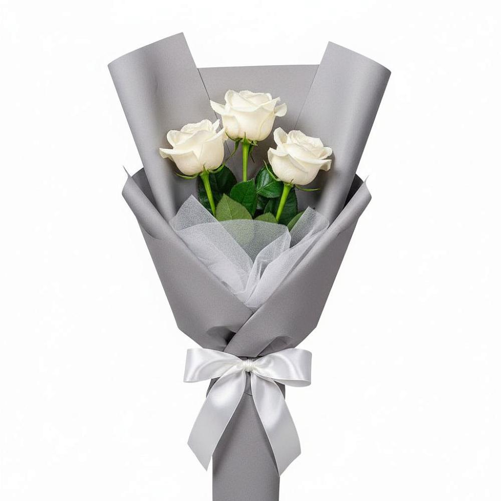 Букет 3 белые розы в Вербилках