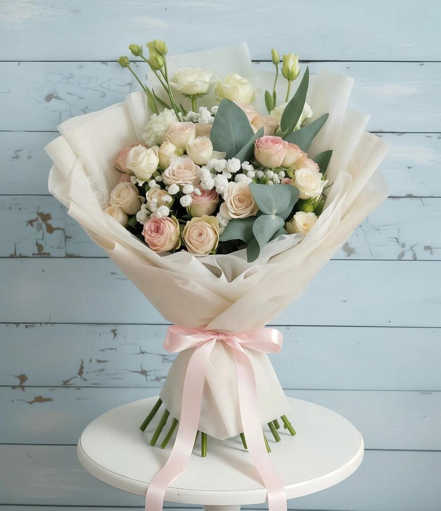 Букет цветов из: Розы и Лизиантусы в Вербилках