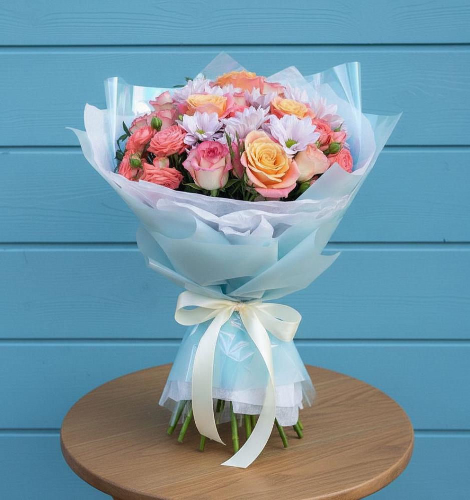 Букет цветов из: Хризантемы и Розы в Вербилках