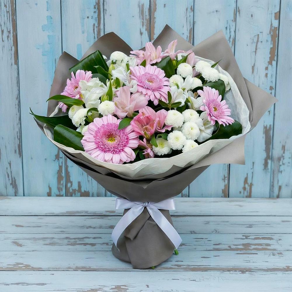 Букет цветов из: Герберы, Альстромерии и Хризантемы в Вербилках