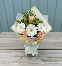 Букет цветов из:  Герберы, Розы и Хризантемы в Вербилках