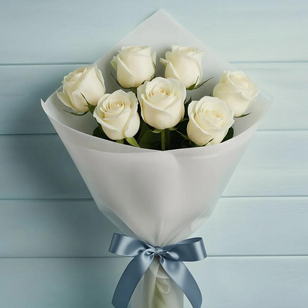 Букет 7 Белых роз Эдлесс Лав в Вербилках