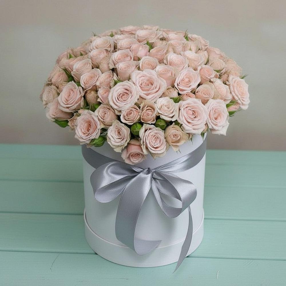 Цветочная композиция из Розы в шляпной коробке в Вербилках